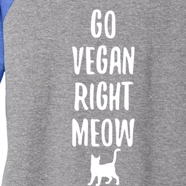 Go Vegan Right Meow Cat Lover Proud Plant Based Activist Gift Women's Tri-Blend 3/4-Sleeve Raglan Shirt