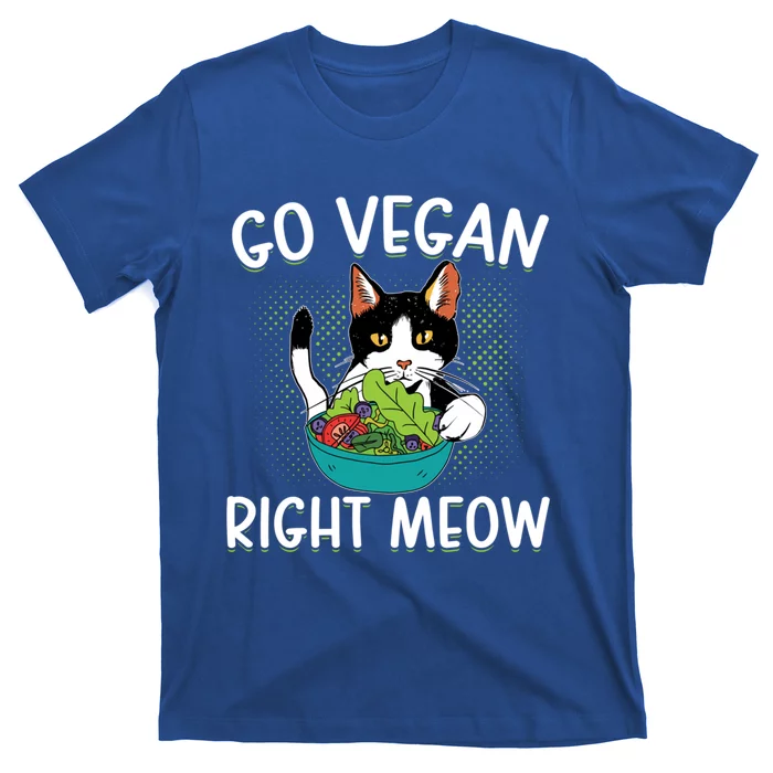 Go Vegan Right Meow Cat Vegan Vegetable Diet Gift T-Shirt