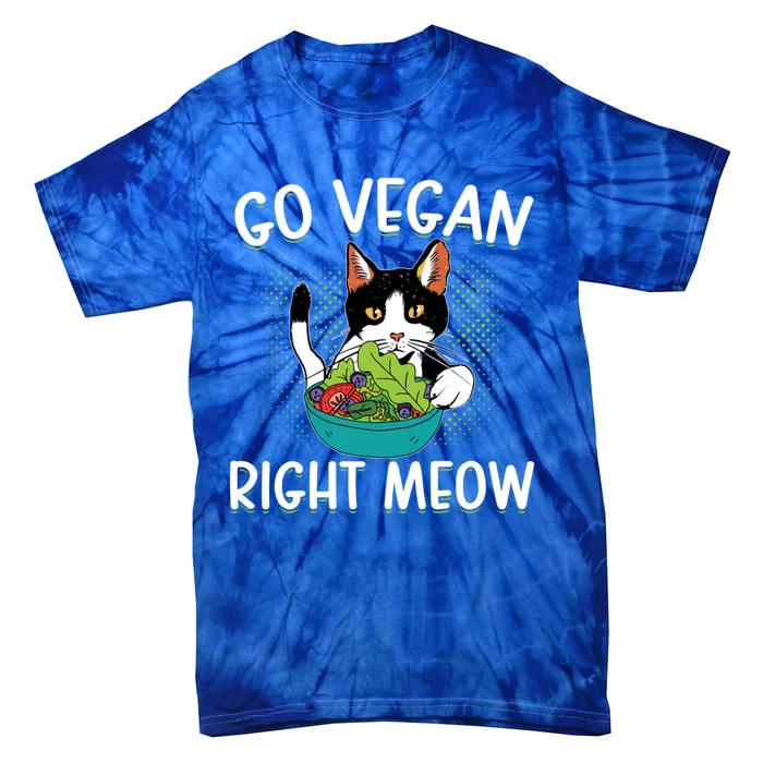 Go Vegan Right Meow Cat Vegan Vegetable Diet Gift Tie-Dye T-Shirt