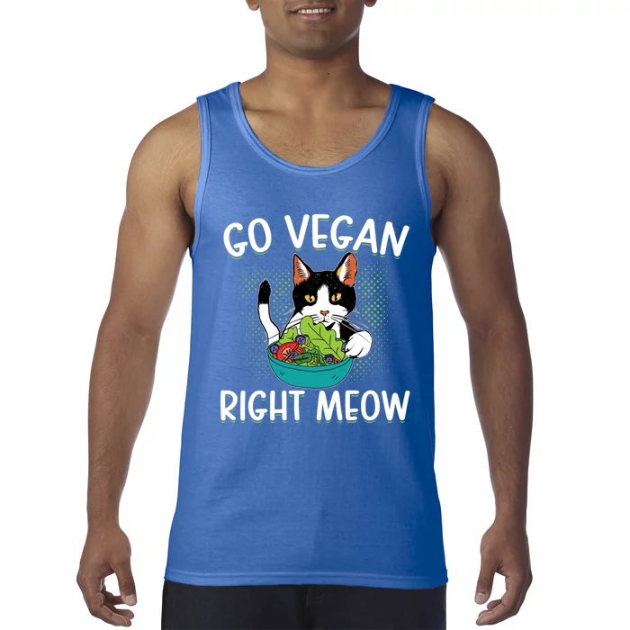 Go Vegan Right Meow Cat Vegan Vegetable Diet Gift Tank Top