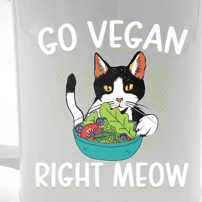 Go Vegan Right Meow Cat Vegan Vegetable Diet Gift Front & Back Beer Stein