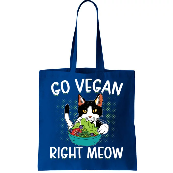 Go Vegan Right Meow Cat Vegan Vegetable Diet Cute Gift Tote Bag