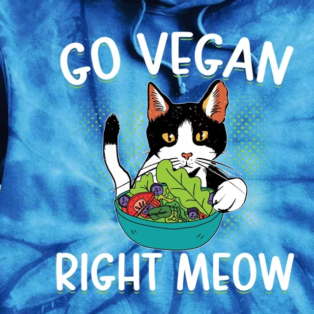 Go Vegan Right Meow Cat Vegan Vegetable Diet Cute Gift Tie Dye Hoodie