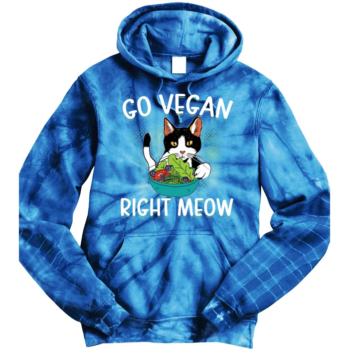 Go Vegan Right Meow Cat Vegan Vegetable Diet Cute Gift Tie Dye Hoodie