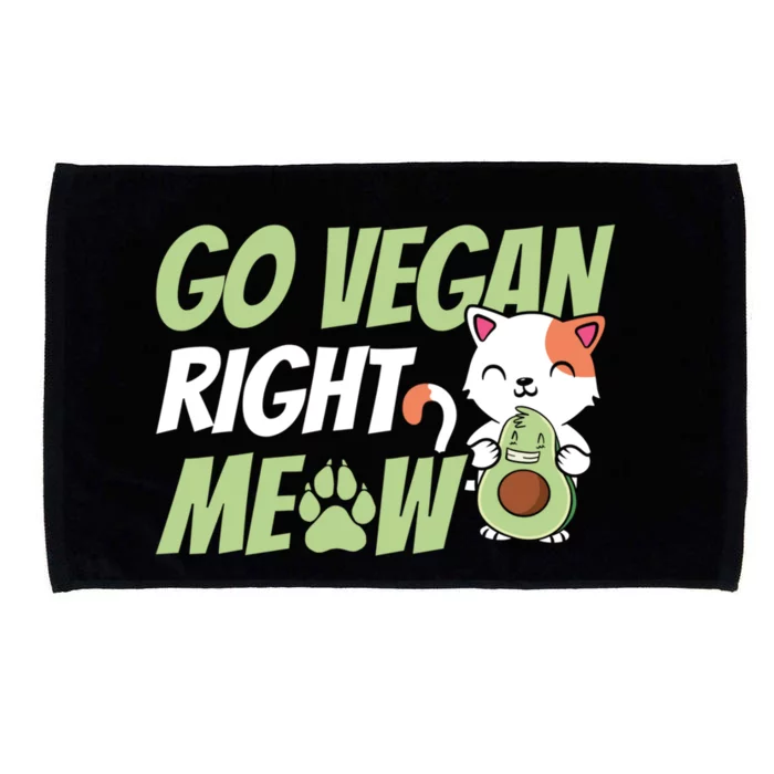 Go Vegan Right Meow Funny Avogato Cute Cat Avocado Lovers Gift Microfiber Hand Towel