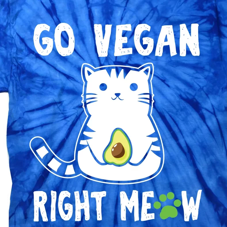 Go Vegan Right Meow Funny Avogato Cool Gift Tie-Dye T-Shirt