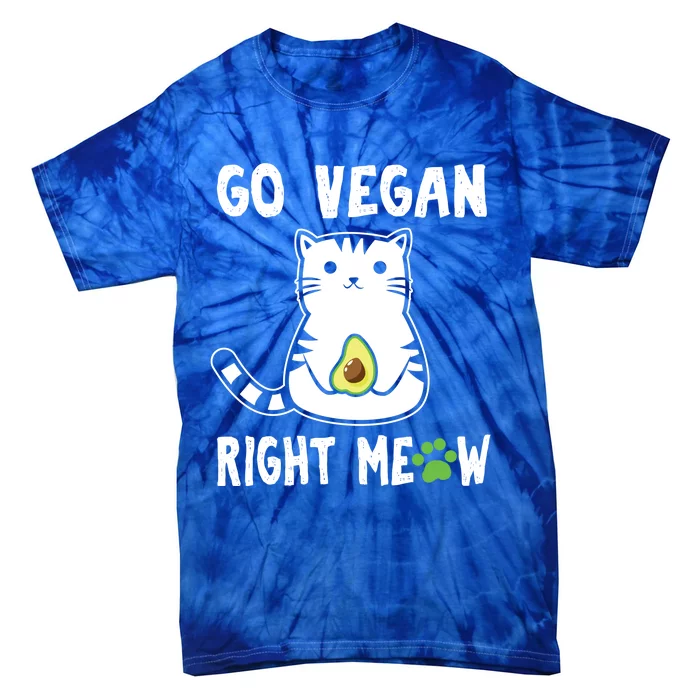 Go Vegan Right Meow Funny Avogato Cool Gift Tie-Dye T-Shirt