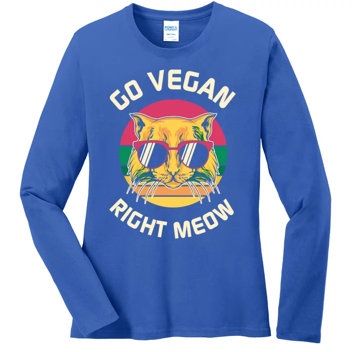 Go Vegan Right Meow Gift Ladies Long Sleeve Shirt