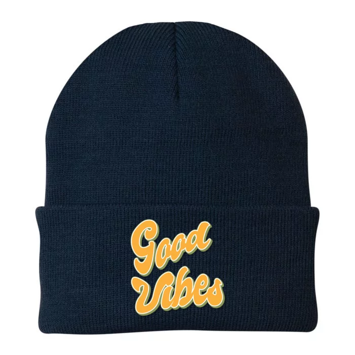 Good Vibes Retro Fun Knit Cap Winter Beanie