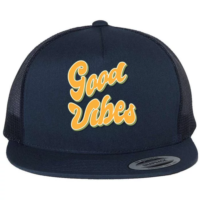 Good Vibes Retro Fun Flat Bill Trucker Hat