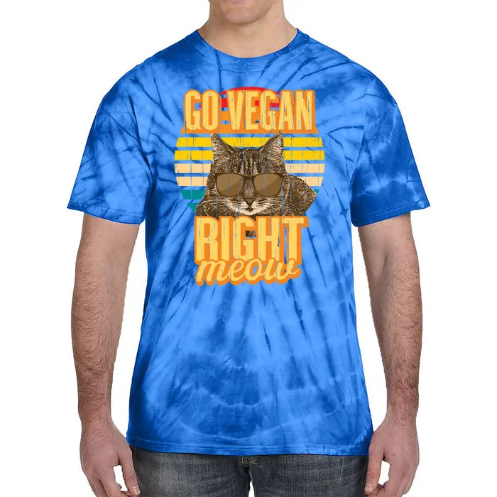 Go Vegan Right Meow Vegetarian Cool Gift Tie-Dye T-Shirt