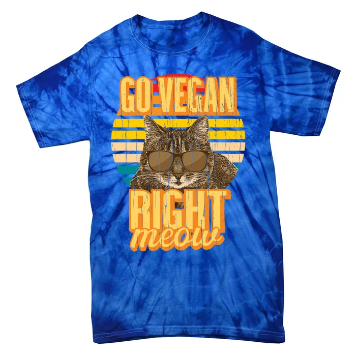 Go Vegan Right Meow Vegetarian Cool Gift Tie-Dye T-Shirt