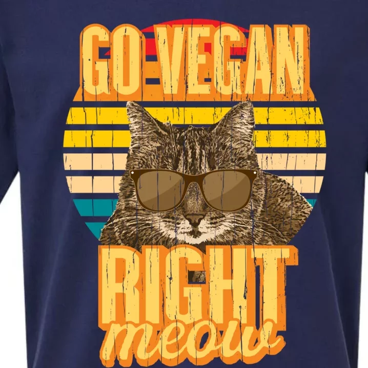 Go Vegan Right Meow Vegetarian Cool Gift Sueded Cloud Jersey T-Shirt