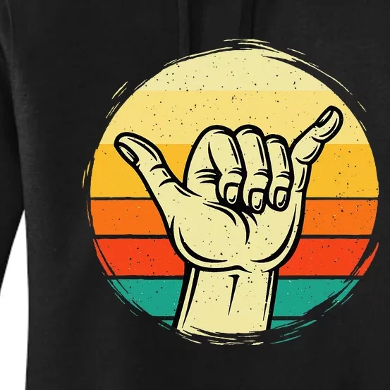 Good Vibe Shaka Hand Sign Surfing Lover Surfboard Surfers Women's Pullover Hoodie