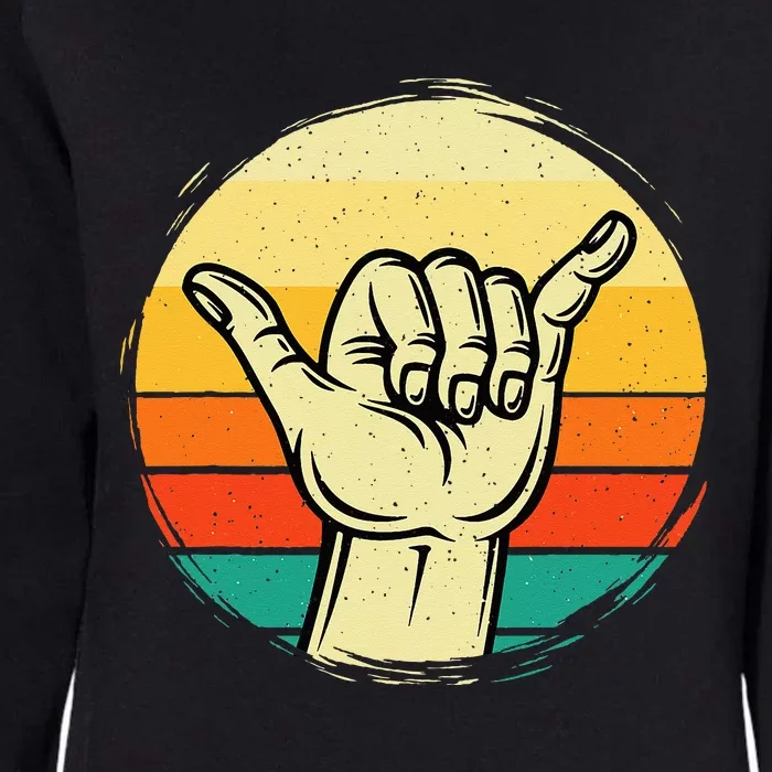 Good Vibe Shaka Hand Sign Surfing Lover Surfboard Surfers Womens California Wash Sweatshirt