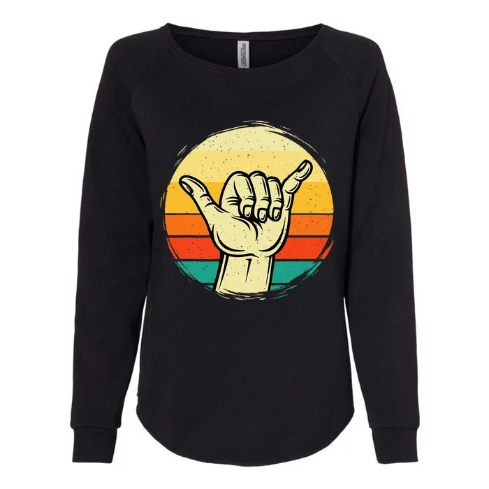 Good Vibe Shaka Hand Sign Surfing Lover Surfboard Surfers Womens California Wash Sweatshirt