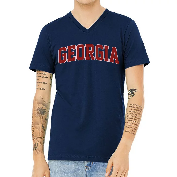 Georgia Vintage Sport Lover V-Neck T-Shirt