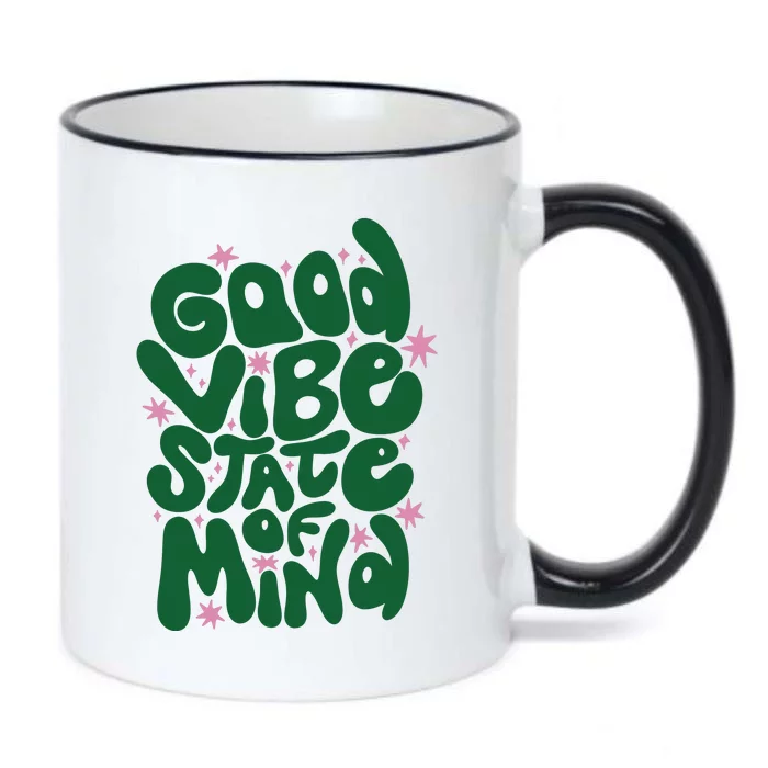 Good Vibe State Of Mind Retro Quote Black Color Changing Mug