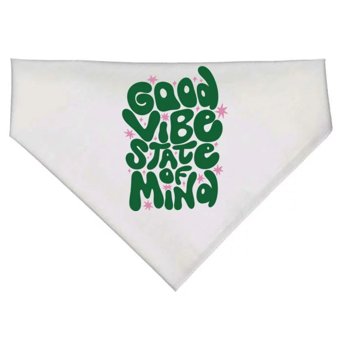 Good Vibe State Of Mind Retro Quote USA-Made Doggie Bandana