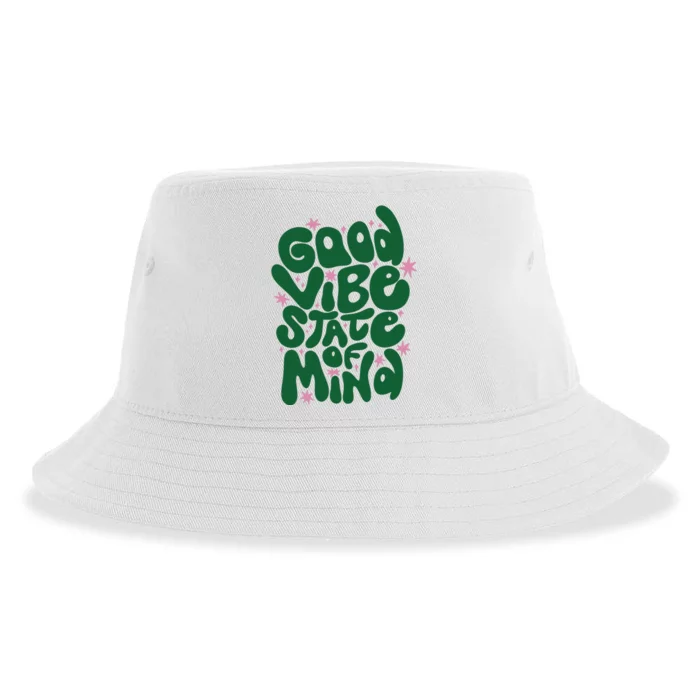 Good Vibe State Of Mind Retro Quote Sustainable Bucket Hat