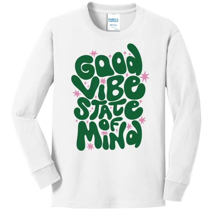 Good Vibe State Of Mind Retro Quote Kids Long Sleeve Shirt