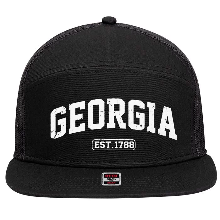 Georgia Vintage State Athletic Style 7 Panel Mesh Trucker Snapback Hat