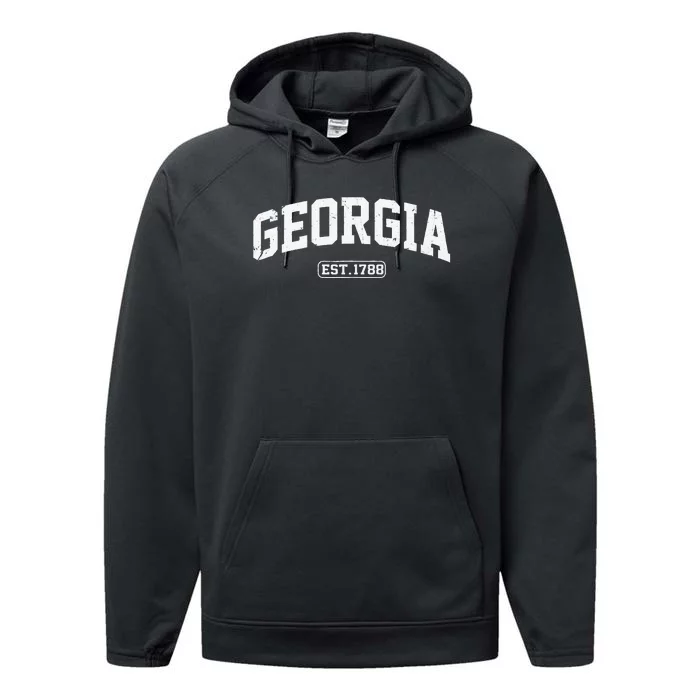 Georgia Vintage State Athletic Style Performance Fleece Hoodie