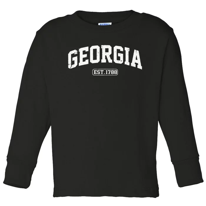 Georgia Vintage State Athletic Style Toddler Long Sleeve Shirt