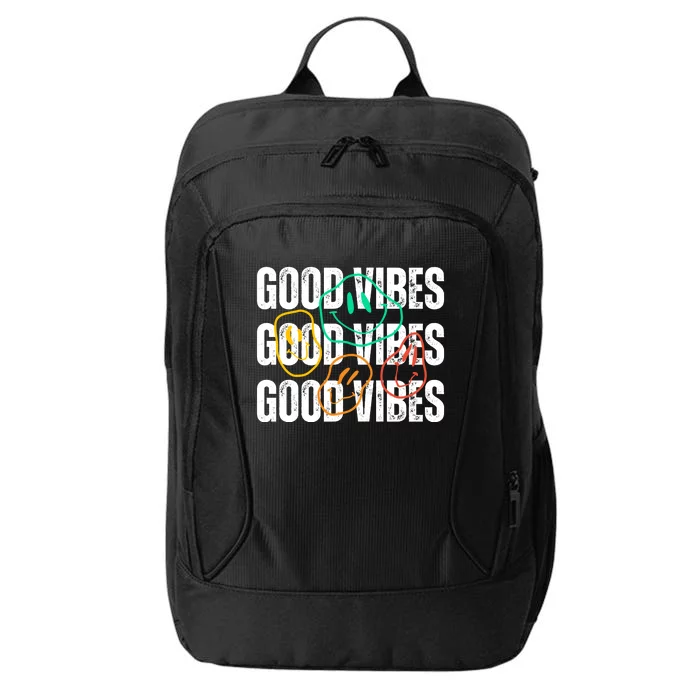 Good Vibes Smiley Retro Vintage City Backpack