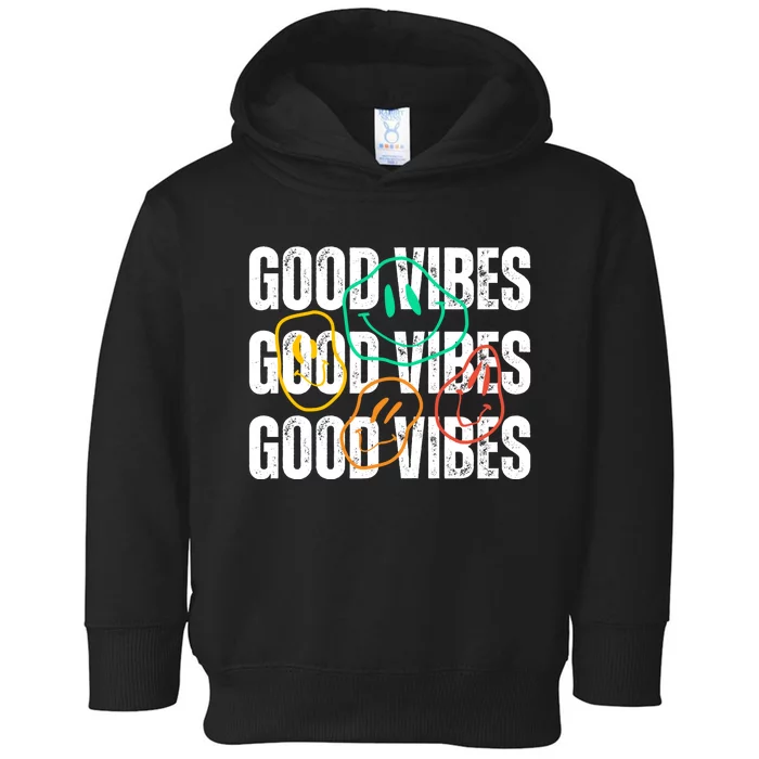 Good Vibes Smiley Retro Vintage Toddler Hoodie