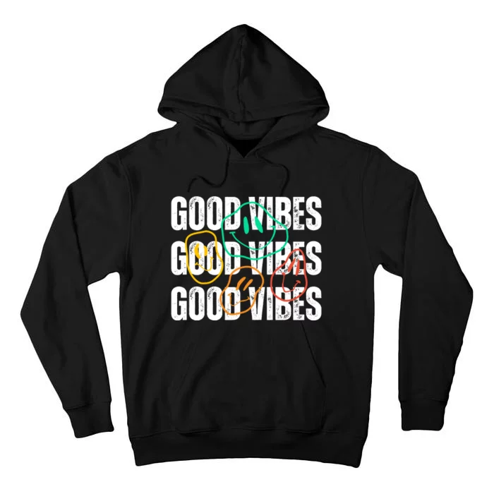 Good Vibes Smiley Retro Vintage Tall Hoodie