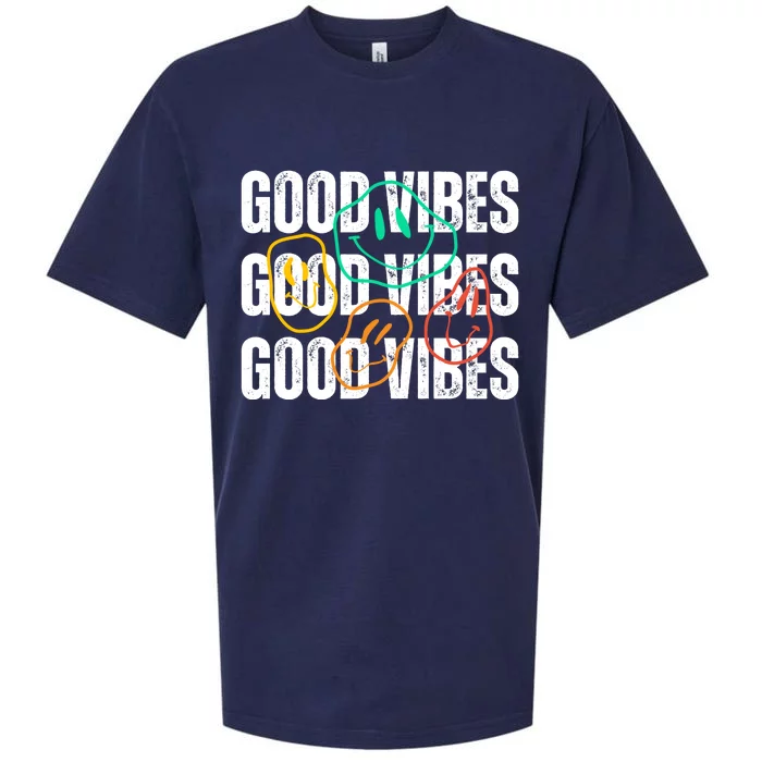 Good Vibes Smiley Retro Vintage Sueded Cloud Jersey T-Shirt