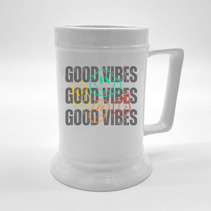 Good Vibes Smiley Retro Vintage Front & Back Beer Stein