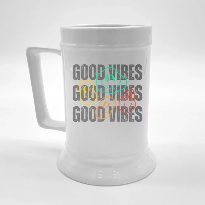 Good Vibes Smiley Retro Vintage Front & Back Beer Stein