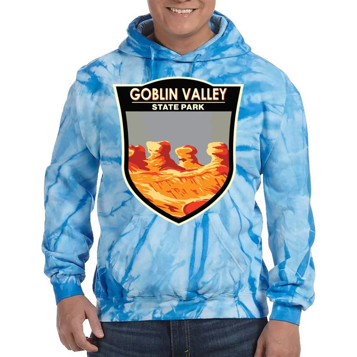 Goblin Valley State Park Utah Badge Vintage Tie Dye Hoodie