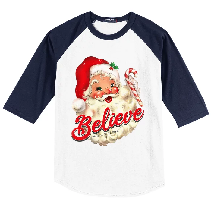 Groovy Vintage Santa Claus Merry Christmas Baseball Sleeve Shirt