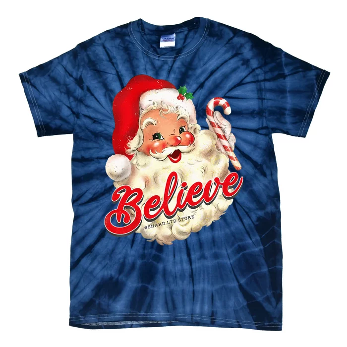 Groovy Vintage Santa Claus Merry Christmas Tie-Dye T-Shirt