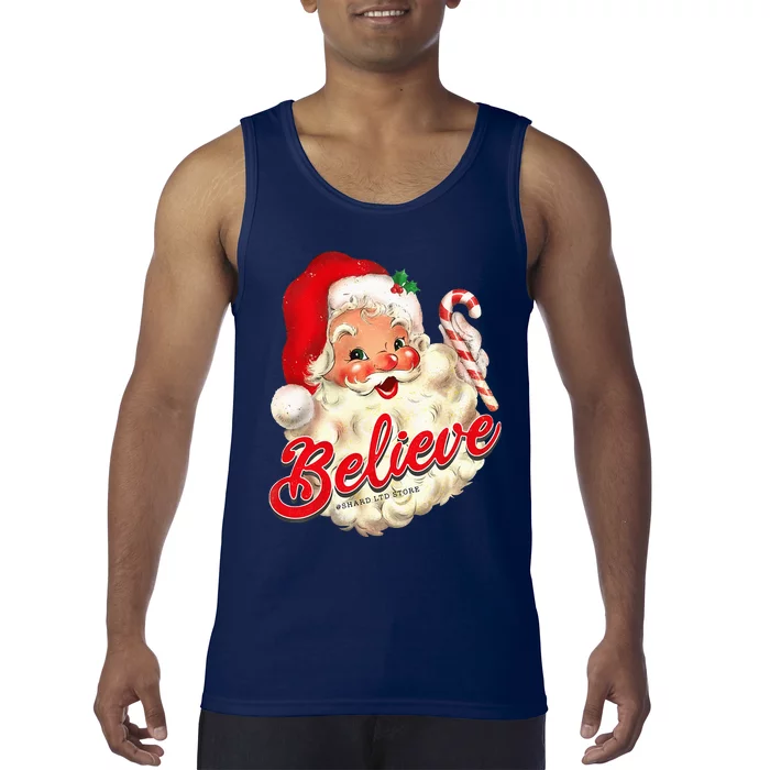 Groovy Vintage Santa Claus Merry Christmas Tank Top