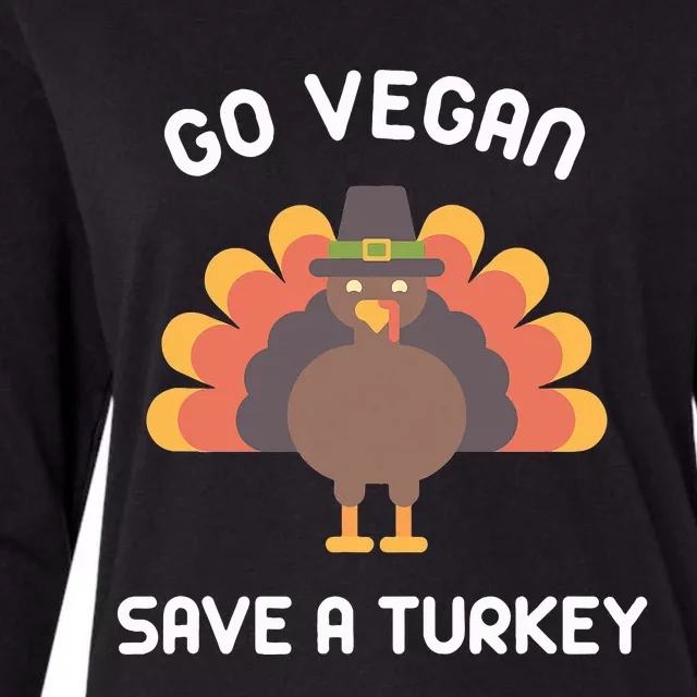 Go Vegan Save A Turkey Thanksgiving Vegan Womens Cotton Relaxed Long Sleeve T-Shirt