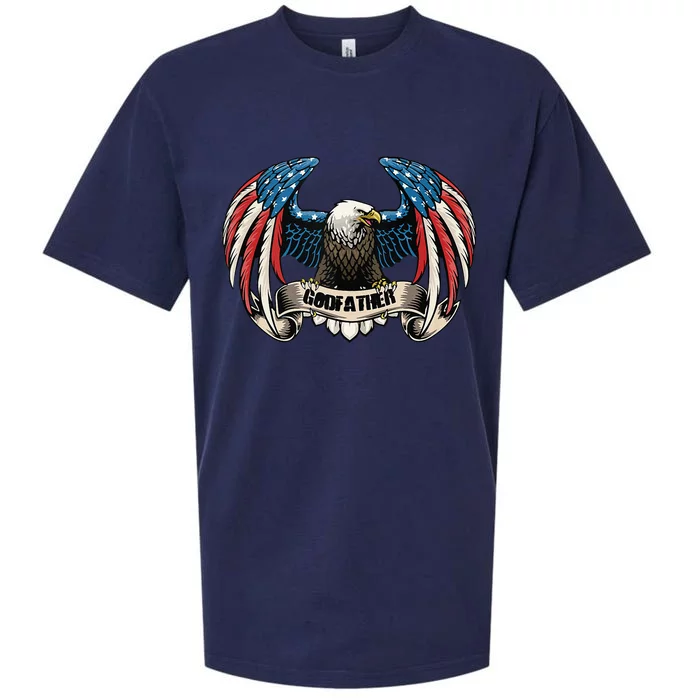 Godfather Vintage USA Flag Bald Eagle Patriotic 4th of July Sueded Cloud Jersey T-Shirt