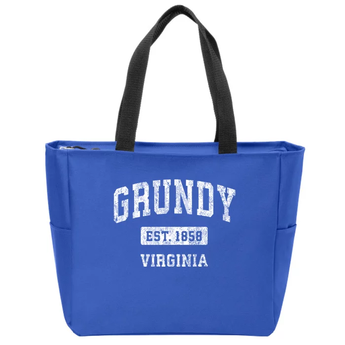 Grundy Virginia Va Vintage Sports Zip Tote Bag