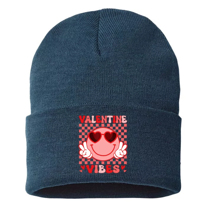 Groovy Valentine Vibes Valentines Day Sustainable Knit Beanie