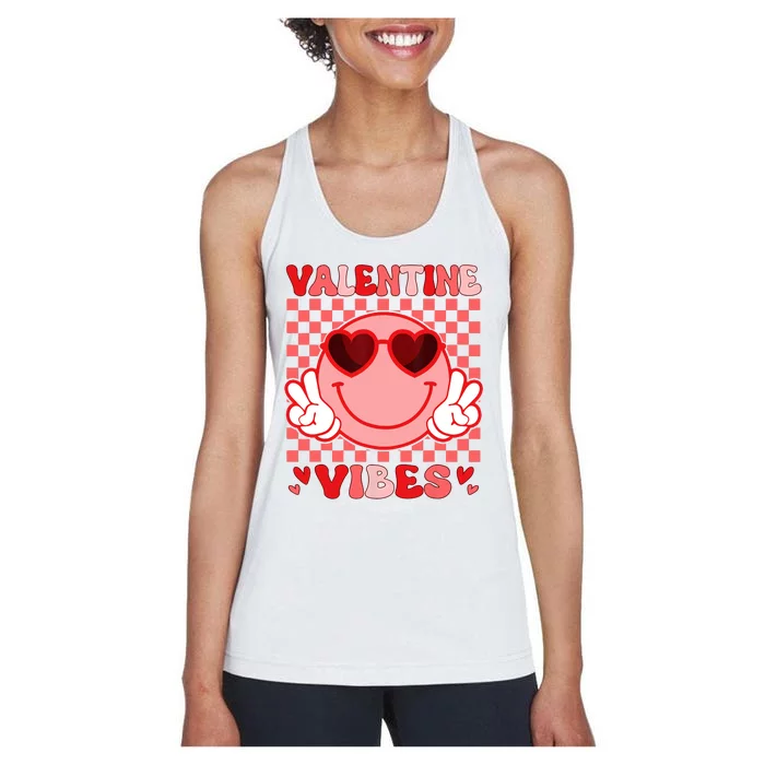 Groovy Valentine Vibes Valentines Day Women's Racerback Tank