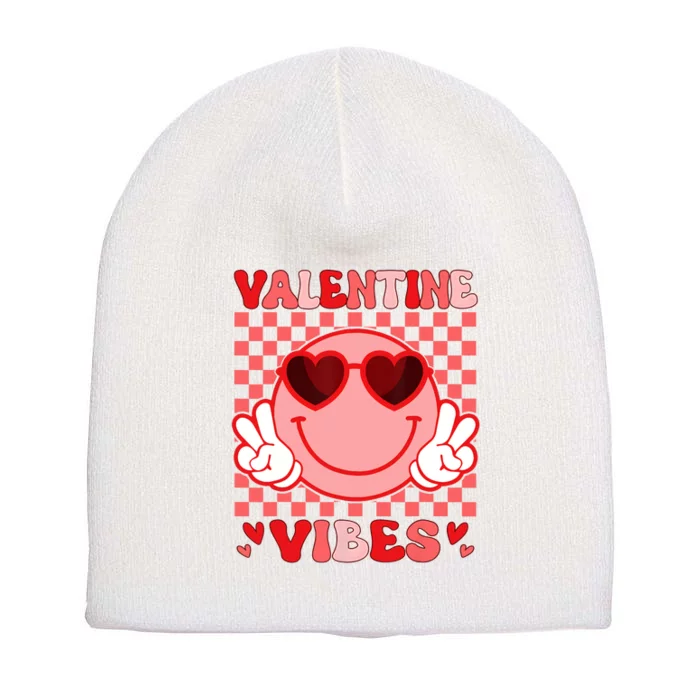 Groovy Valentine Vibes Valentines Day Short Acrylic Beanie