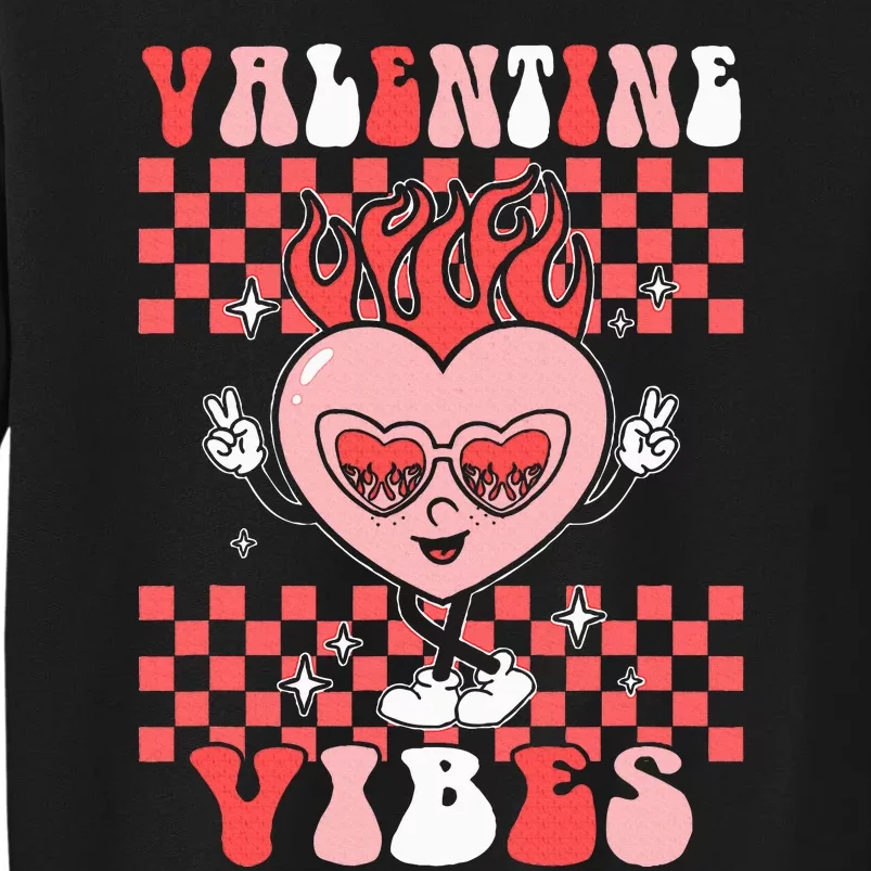 Groovy Valentine Vibes Valentines Day Retro Gift Tall Sweatshirt