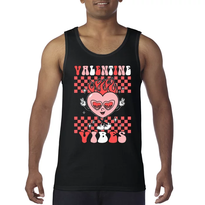 Groovy Valentine Vibes Valentines Day Retro Gift Tank Top