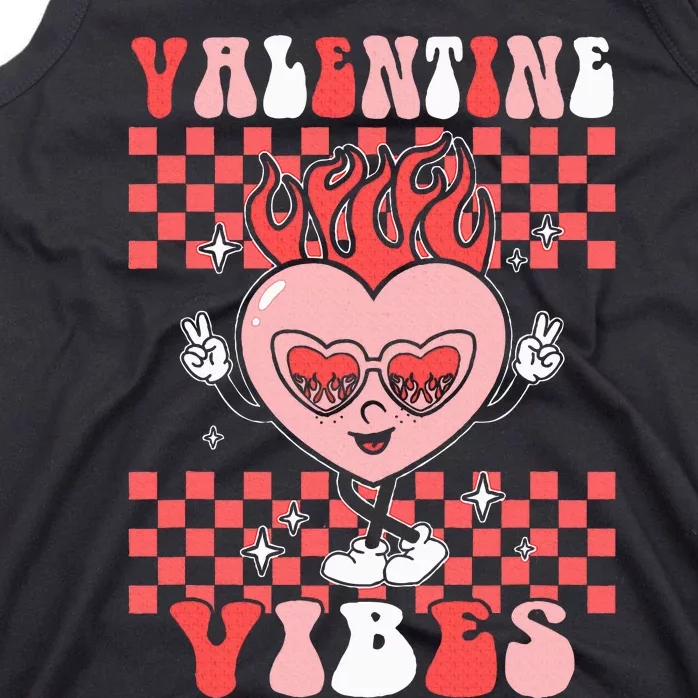 Groovy Valentine Vibes Valentines Day Retro Gift Tank Top