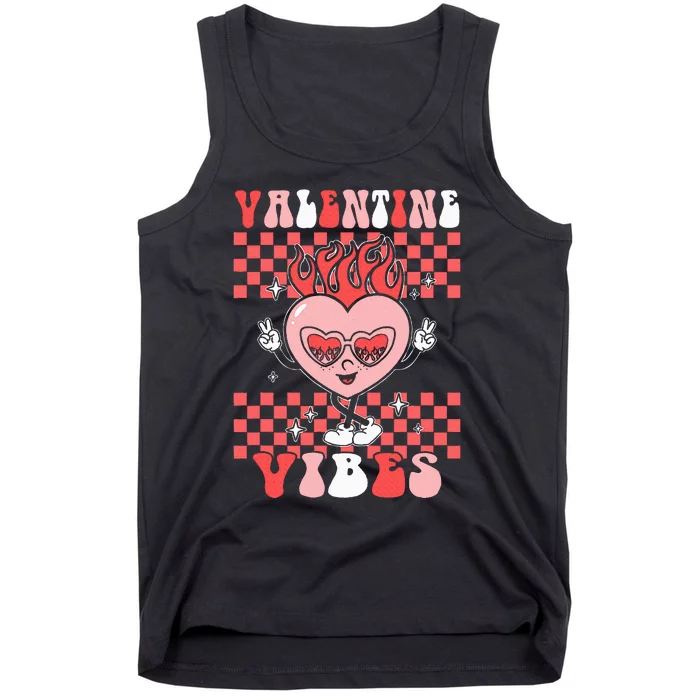 Groovy Valentine Vibes Valentines Day Retro Gift Tank Top