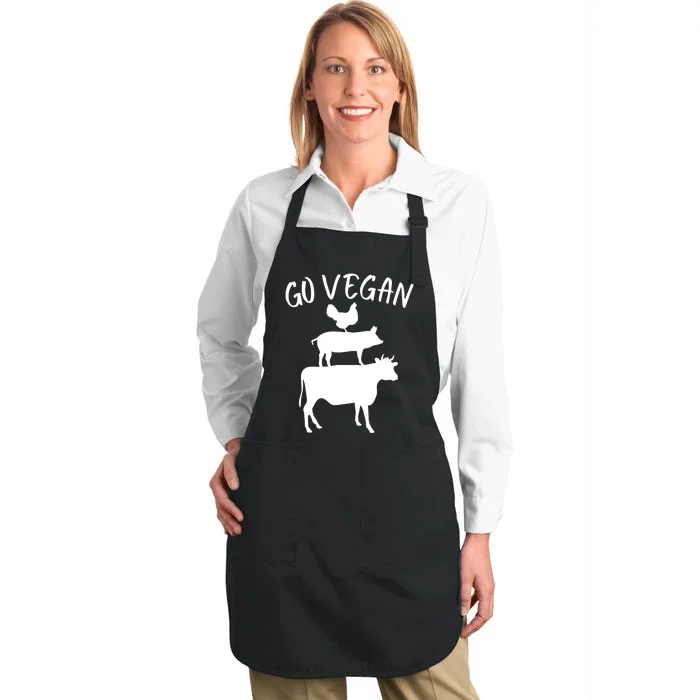 Go Vegan Vegetarian Veganism Diet Men Women Funny Vegan Full-Length Apron With Pocket