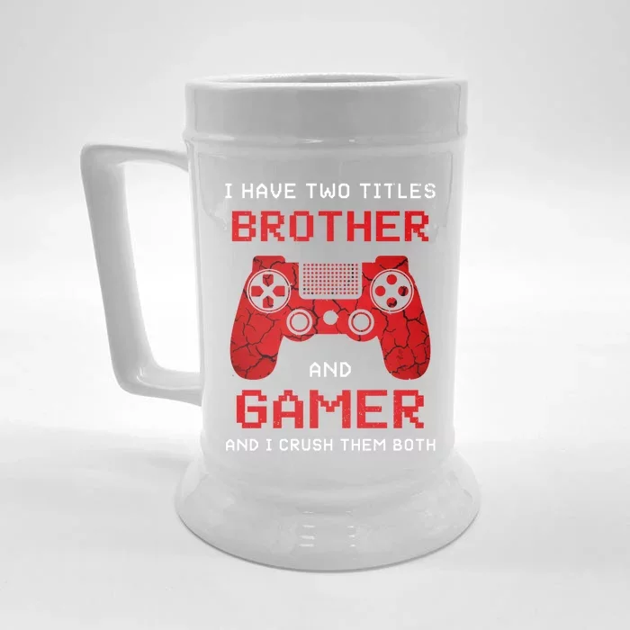 Gamer Vintage Video Games Brother Son Gift Front & Back Beer Stein